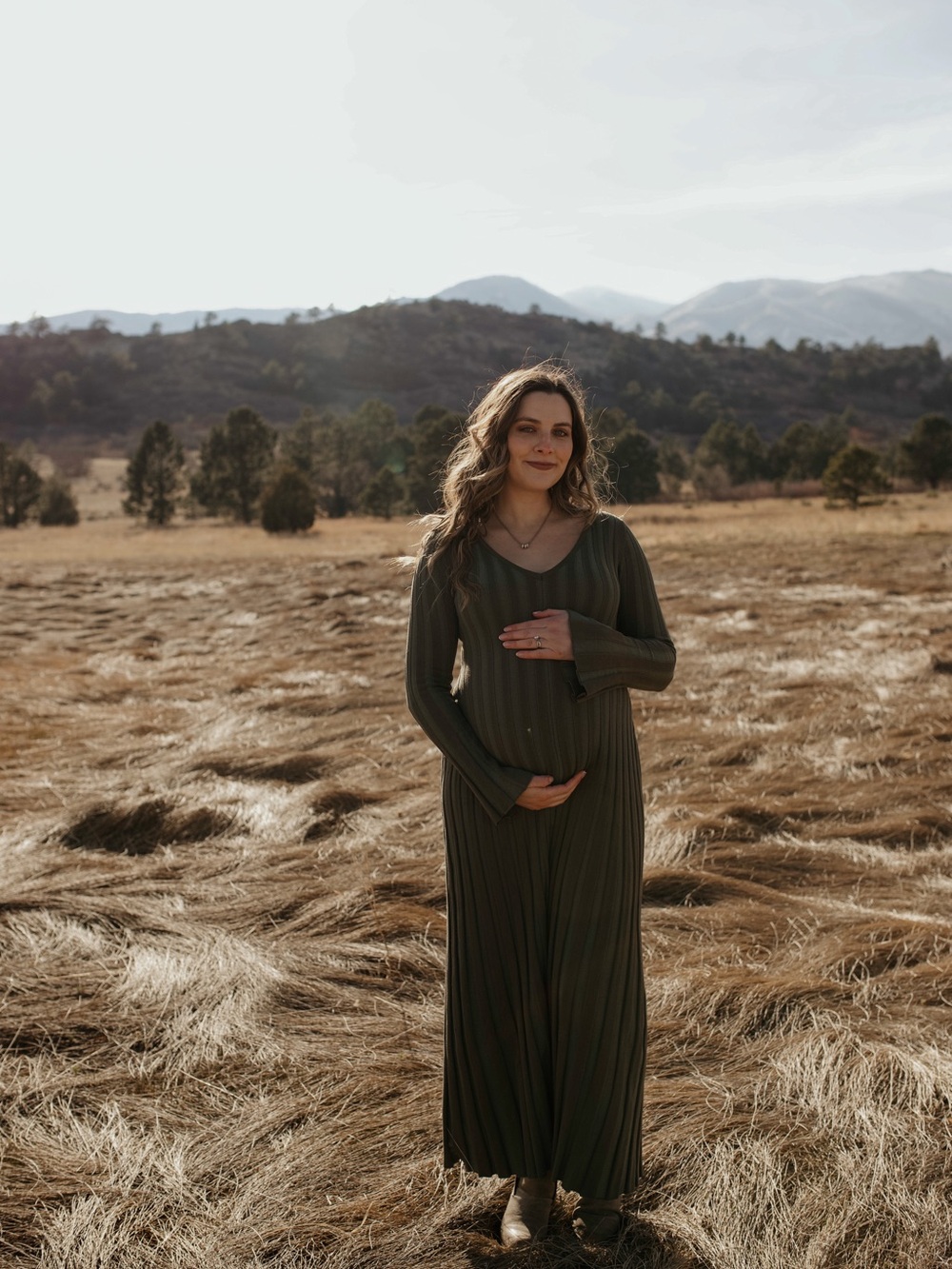Worth Collective Hadley Maxi Dress | Olive Green | Maternity Friendly | Small